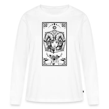 Aries Zodiac Tarot card - T-shirt manches longues Premium bio Femme - blanc - Devant - Julia (174cm)