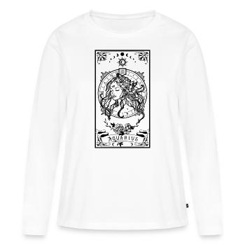 Aquarius Zodiac Tarot card - T-shirt manches longues Premium bio Femme - blanc - Devant - Julia (174cm)