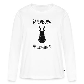 Cadeau éleveuse de lapins cadeau humour lapins - T-shirt manches longues Premium bio Femme - blanc - Devant - Julia (174cm)