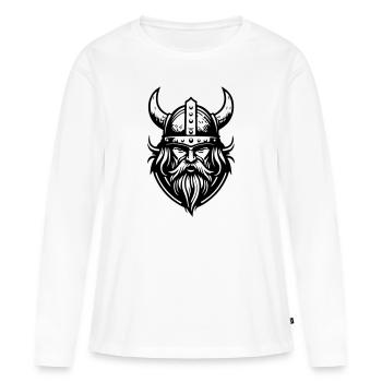 Wikinger Helm Krieger Valhalla - Frauen Premium Bio Langarmshirt - Weiß - Vorne - Julia (174cm)