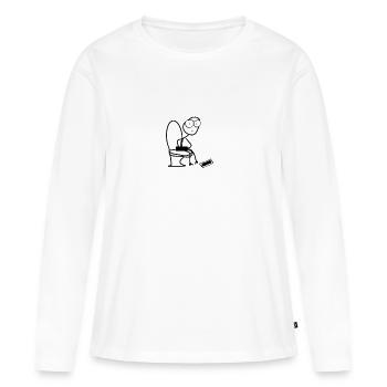 Dans les toilettes - T-shirt manches longues Premium bio Femme - blanc - Devant - Julia (174cm)