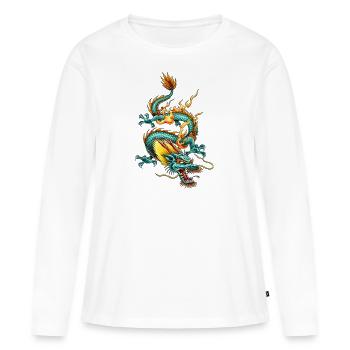 drago - Maglia a maniche lunghe ecologica premium da donna - bianco - Fronte - Julia (174cm)