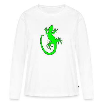 Néon gecko - T-shirt manches longues Premium bio Femme - blanc - Devant - Julia (174cm)