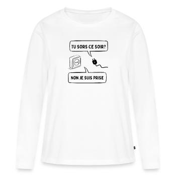 tu sors ce soir - T-shirt manches longues Premium bio Femme - blanc - Devant - Julia (174cm)