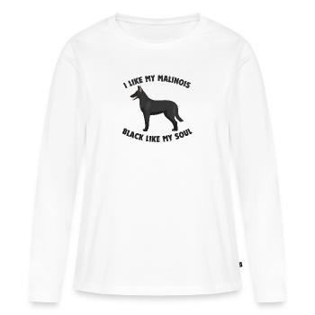 Malinois noir | Malinois noir belge - T-shirt manches longues Premium bio Femme - blanc - Devant - Julia (174cm)