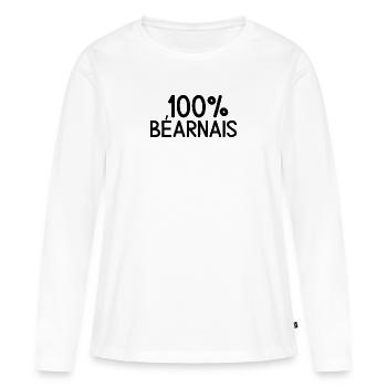 100% béarnais. t-shirt béarn - T-shirt manches longues Premium bio Femme - blanc - Devant - Julia (174cm)