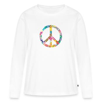 Peace Flower Cadeau d’idée - T-shirt manches longues Premium bio Femme - blanc - Devant - Julia (174cm)