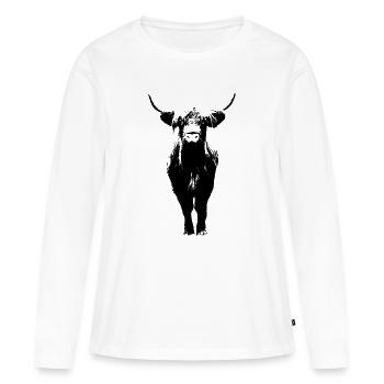 Scottish Highland Cattle Cow Beef - T-shirt manches longues Premium bio Femme - blanc - Devant - Julia (174cm)