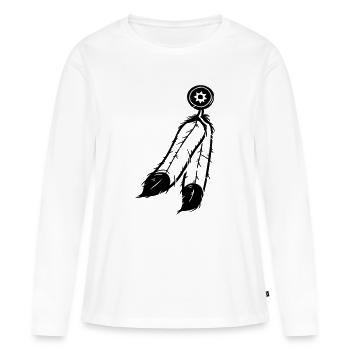 Bijoux en plumes - T-shirt manches longues Premium bio Femme - blanc - Devant - Julia (174cm)