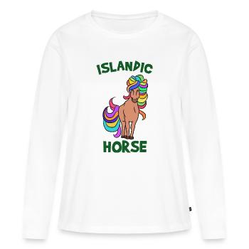 Poneys islandais disant chevaux islandais fan de chevaux - T-shirt manches longues Premium bio Femme - blanc - Devant - Julia (174cm)