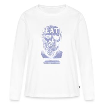 Plato Artistic Skull Design - Women's Premium Organic Long Sleeve Shirt - white - Front - Julia (174cm)