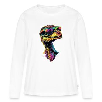 Raptor Vélociraptor Dinosaure Dino Raptors - T-shirt manches longues Premium bio Femme - blanc - Devant - Julia (174cm)