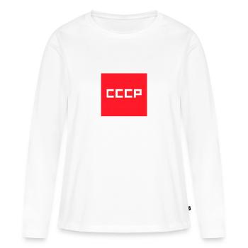 Emblème rétro du carré rouge de l’URSS de l’URSS - T-shirt manches longues Premium bio Femme - blanc - Devant - Julia (174cm)