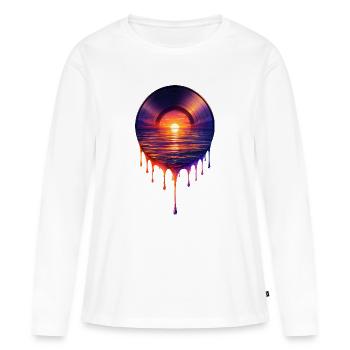 Vinyle qui goutte - T-shirt manches longues Premium bio Femme - blanc - Devant - Julia (174cm)