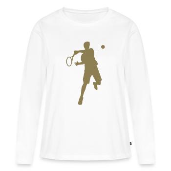Tennis Player Backhand Silhouette Minimalist - Women's Premium Organic Long Sleeve Shirt - white - Front - Julia (174cm)