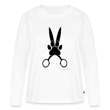 Hundepfote auf der Schere - Frauen Premium Bio Langarmshirt - Weiß - Vorne - Julia (174cm)