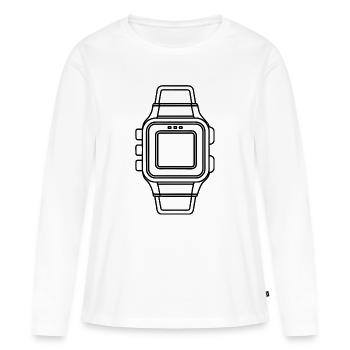 Digital Wrist Watch - Women's Premium Organic Long Sleeve Shirt - white - Front - Julia (174cm)