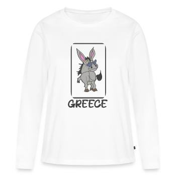 Zypern - cyprus - Ayia Napa  - Esel - Frauen Premium Bio Langarmshirt - Weiß - Vorne - Julia (174cm)