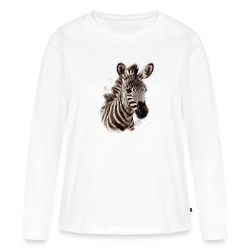 Zebra Afrika Tier - Frauen Premium Bio Langarmshirt - Weiß - Vorne - Julia (174cm)