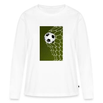 Goalkeeper! Soccer ball - Women's Premium Organic Long Sleeve Shirt - white - Front - Julia (174cm)