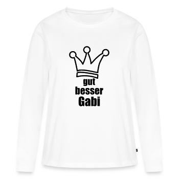 Gabi - Frauen Premium Bio Langarmshirt - Weiß - Vorne - Julia (174cm)