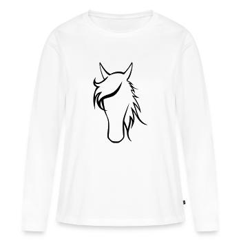 Pferdekopf - Frauen Premium Bio Langarmshirt - Weiß - Vorne - Julia (174cm)