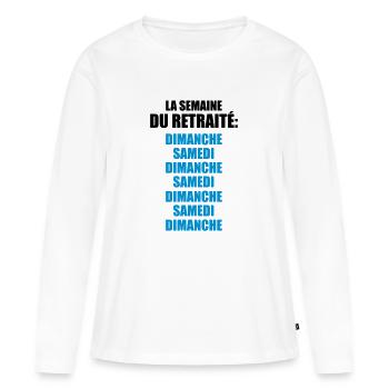 la semaine du retraité - T-shirt manches longues Premium bio Femme - blanc - Devant - Julia (174cm)