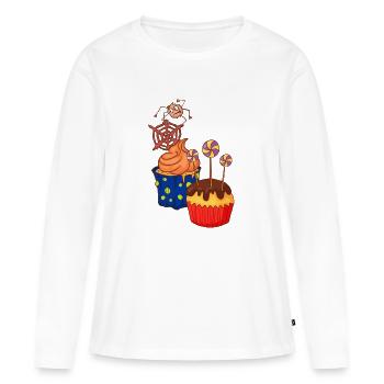 Halloween cupcake muffin cake baking sweets - Women's Premium Organic Long Sleeve Shirt - white - Front - Julia (174cm)