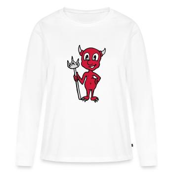 Little Devil - T-shirt manches longues Premium bio Femme - blanc - Devant - Julia (174cm)