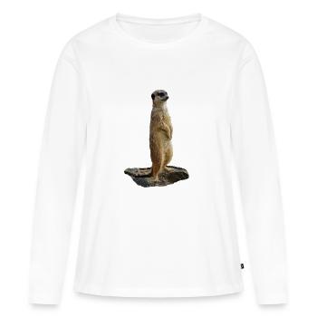 Meerkat sur un rocher - T-shirt manches longues Premium bio Femme - blanc - Devant - Julia (174cm)
