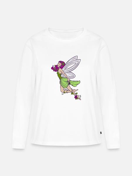 Fee Elfe mit Rosen - Frauen Premium Bio Langarmshirt - Weiß
