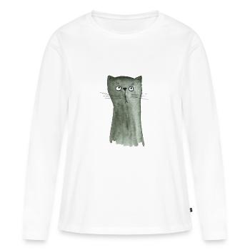 Kätzchen grau - Frauen Premium Bio Langarmshirt - Weiß - Vorne - Julia (174cm)
