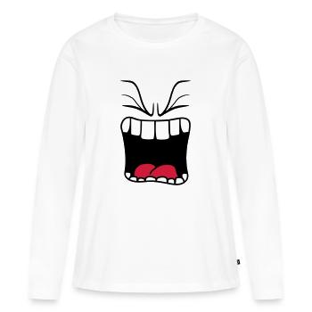 bruellen wuetend sauer mund schreien grosses maul - Frauen Premium Bio Langarmshirt - Weiß - Vorne - Julia (174cm)