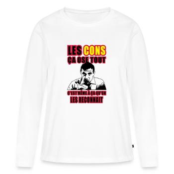 les cons ça ose tout lino ventura - T-shirt manches longues Premium bio Femme - blanc - Devant - Julia (174cm)