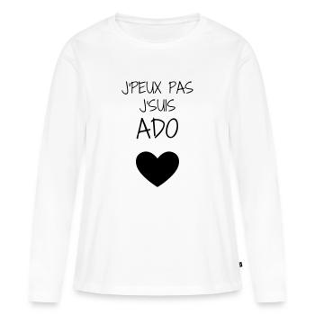 adolescent / enfant / ado / adolescente - T-shirt manches longues Premium bio Femme - blanc - Devant - Julia (174cm)