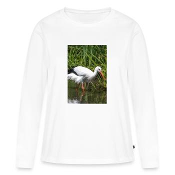 Cigogne blanche (cigogne blanche, cigogne hochet) - T-shirt manches longues Premium bio Femme - blanc - Devant - Julia (174cm)