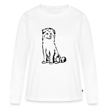 Berger des Pyrénées - T-shirt manches longues Premium bio Femme - blanc - Devant - Julia (174cm)