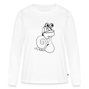 Détective drôle d'escargot - T-shirt manches longues Premium bio Femme - blanc - Devant - Julia (174cm)