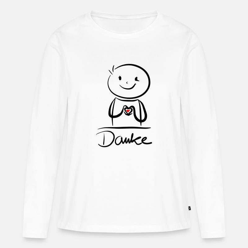 Danke, Danke,Danke - Frauen Premium Bio Langarmshirt - Weiß
