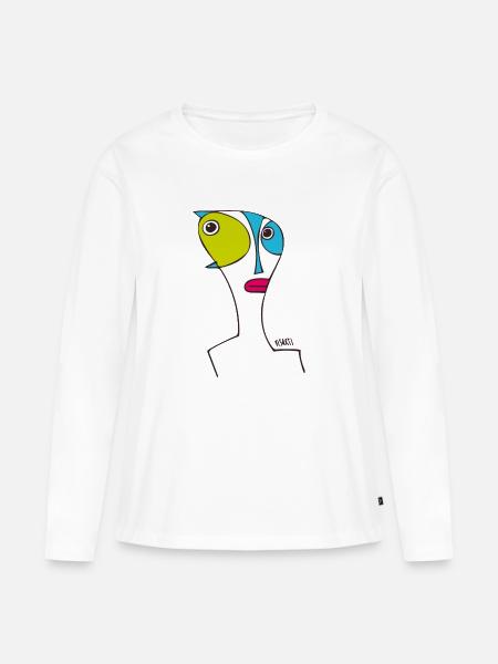 neugierig - Frauen Premium Bio Langarmshirt - Weiß