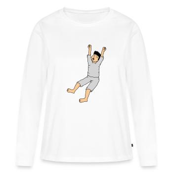 Mann im Schlafanzug - Frauen Premium Bio Langarmshirt - Weiß - Vorne - Julia (174cm)