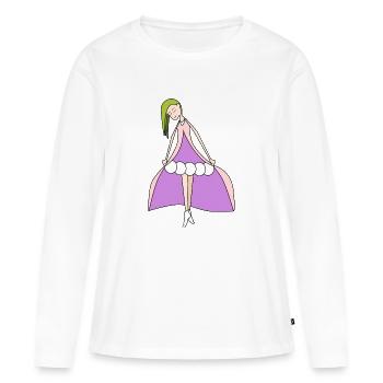 Poupée Fuchsia - T-shirt manches longues Premium bio Femme - blanc - Devant - Julia (174cm)