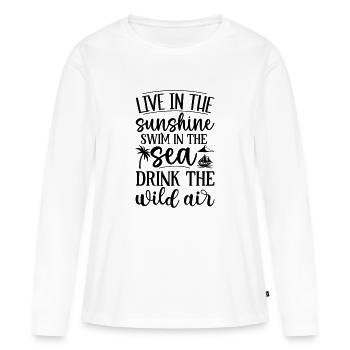 Live in the sunshine swim in the sea - T-shirt manches longues Premium bio Femme - blanc - Devant - Julia (174cm)