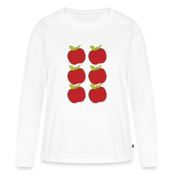 Motif Pomme Rouge 6 plis - T-shirt manches longues Premium bio Femme - blanc - Devant - Julia (174cm)