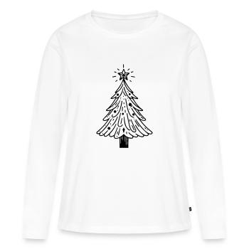 Sapin de Noël - T-shirt manches longues Premium bio Femme - blanc - Devant - Julia (174cm)
