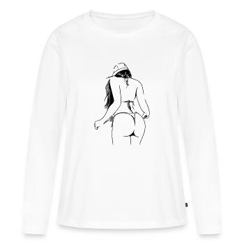 dame en bikini - T-shirt manches longues Premium bio Femme - blanc - Devant - Julia (174cm)