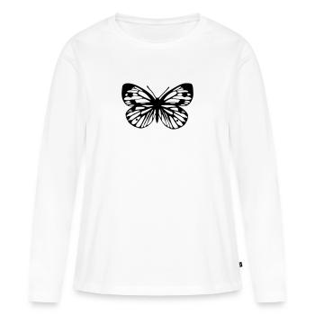 Green-veined white Butterfly - Women's Premium Organic Long Sleeve Shirt - white - Front - Julia (174cm)