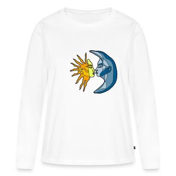 Soleil et lune - T-shirt manches longues Premium bio Femme - blanc - Devant - Julia (174cm)