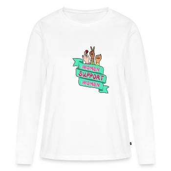 Girls support girls - Frauen Premium Bio Langarmshirt - Weiß - Vorne - Julia (174cm)