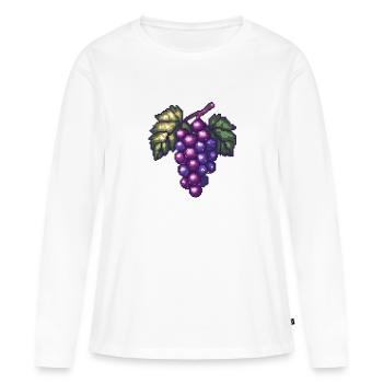 Weintrauben Pixel - Frauen Premium Bio Langarmshirt - Weiß - Vorne - Julia (174cm)
